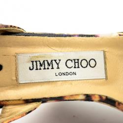 مملوكة مسبقًا Jimmy Choo Leopard, Chain &amp; Star Print Ankle Strap Wedges Size 37