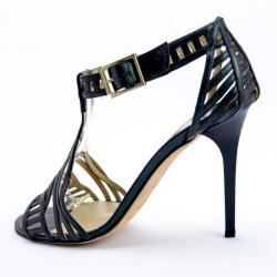مملوكة مسبقًا Jimmy Choo Metallic Cutout Strappy Sandals Size 40.5
