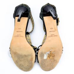 مملوكة مسبقًا Jimmy Choo Metallic Cutout Strappy Sandals Size 40.5