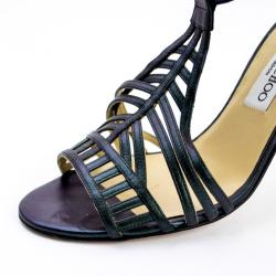 مملوكة مسبقًا Jimmy Choo Metallic Cutout Strappy Sandals Size 40.5