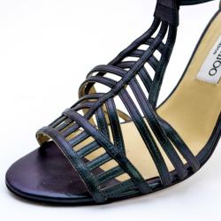 مملوكة مسبقًا Jimmy Choo Metallic Cutout Strappy Sandals Size 40.5