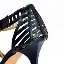 مملوكة مسبقًا Jimmy Choo Metallic Cutout Strappy Sandals Size 40.5