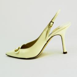 Pre Owned Jimmy Choo White Pointed Toe Slingback Sandals Size 40