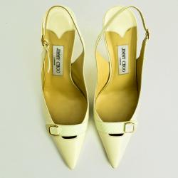 Pre Owned Jimmy Choo White Pointed Toe Slingback Sandals Size 40