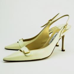 Pre Owned Jimmy Choo White Pointed Toe Slingback Sandals Size 40