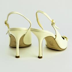 Pre Owned Jimmy Choo White Pointed Toe Slingback Sandals Size 40