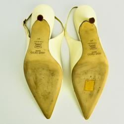 Pre Owned Jimmy Choo White Pointed Toe Slingback Sandals Size 40