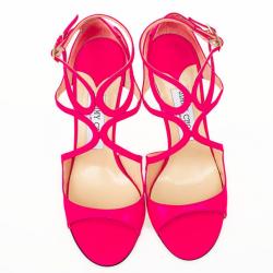 مملوكة مسبقًا Jimmy Choo Pink Patent Leather Lance Strappy Sandals Size 37.5