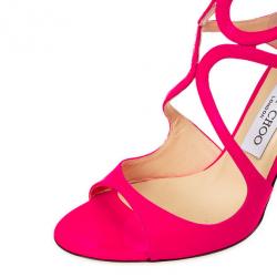 مملوكة مسبقًا Jimmy Choo Pink Patent Leather Lance Strappy Sandals Size 37.5