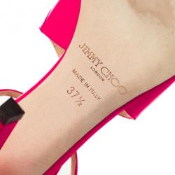 مملوكة مسبقًا Jimmy Choo Pink Patent Leather Lance Strappy Sandals Size 37.5