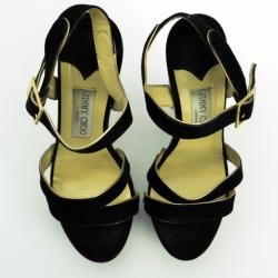 Pre Owned Jimmy Choo Black Suede Corliss Platform Sandals Size 38 