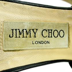 Pre Owned Jimmy Choo Black Python 'Corsica' Strappy Back Zip Sandals Size 37.5