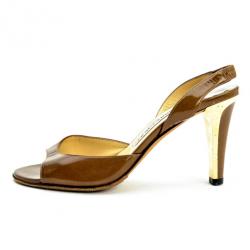 مملوكة مسبقًا Jimmy Choo Brown Leather Open Toe Slingback Sandals Size 37