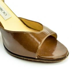 مملوكة مسبقًا Jimmy Choo Brown Leather Open Toe Slingback Sandals Size 37