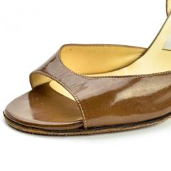 مملوكة مسبقًا Jimmy Choo Brown Leather Open Toe Slingback Sandals Size 37