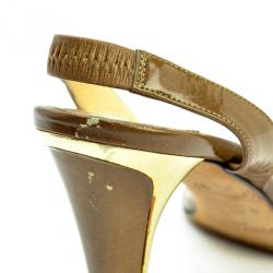 مملوكة مسبقًا Jimmy Choo Brown Leather Open Toe Slingback Sandals Size 37