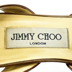 مملوكة مسبقًا Jimmy Choo Brown Leather Open Toe Slingback Sandals Size 37