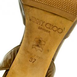 مملوكة مسبقًا Jimmy Choo Brown Leather Open Toe Slingback Sandals Size 37