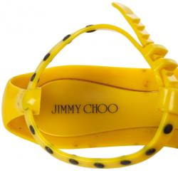 Pre Owned Jimmy Choo Yellow Studded Rubber Gladiator Sandals Size 41