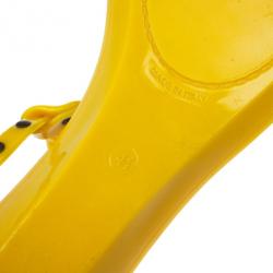 Pre Owned Jimmy Choo Yellow Studded Rubber Gladiator Sandals Size 41