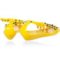 Pre Owned Jimmy Choo Yellow Studded Rubber Gladiator Sandals Size 41