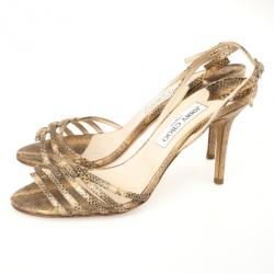 Pre Owned Jimmy Choo Snakeskin Slingback Sandals Size 39.5