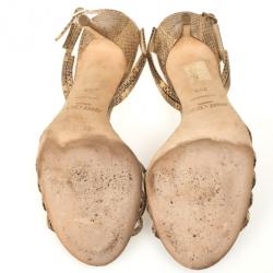 Pre Owned Jimmy Choo Snakeskin Slingback Sandals Size 39.5