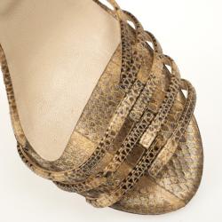 Pre Owned Jimmy Choo Snakeskin Slingback Sandals Size 39.5