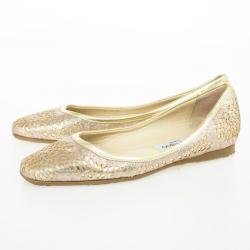 Pre Owned Jimmy Choo Cutout Glitter Ballet Flats Size 38.5