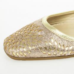 Pre Owned Jimmy Choo Cutout Glitter Ballet Flats Size 38.5