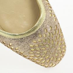 Pre Owned Jimmy Choo Cutout Glitter Ballet Flats Size 38.5