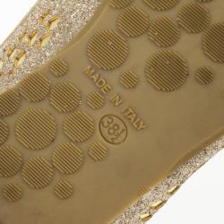 Pre Owned Jimmy Choo Cutout Glitter Ballet Flats Size 38.5