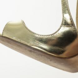 مملوكة مسبقًا Jimmy Choo Gold Mirror Leather Lance Strappy Sandals Size 37