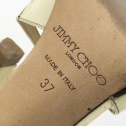 مملوكة مسبقًا Jimmy Choo Gold Mirror Leather Lance Strappy Sandals Size 37