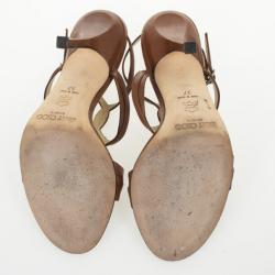 Pre Owned Jimmy Choo Brown Leather Strappy Sandals Size 37