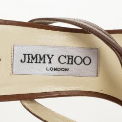 Pre Owned Jimmy Choo Brown Leather Strappy Sandals Size 37