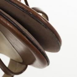 Pre Owned Jimmy Choo Brown Leather Strappy Sandals Size 37