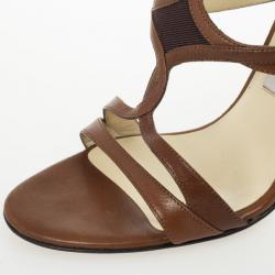 Pre Owned Jimmy Choo Brown Leather Strappy Sandals Size 37