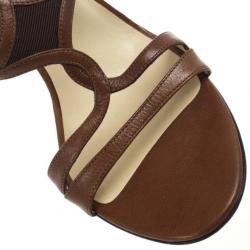 Pre Owned Jimmy Choo Brown Leather Strappy Sandals Size 37
