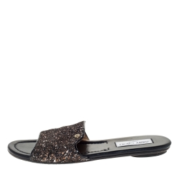 مملوكة مسبقًا صندل سلايد فلات جيمي تشو "ناندا" غليتر كوارس بني ميتاليك مقاس 39