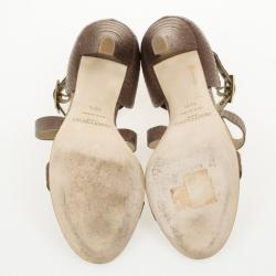 مملوكة مسبقًا Jimmy Choo Brown Snakeskin Elaphe Sandals Size 40.5
