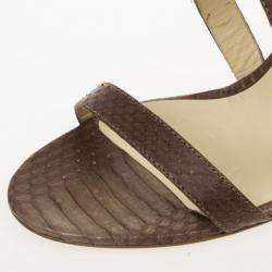 م�ملوكة مسبقًا Jimmy Choo Brown Snakeskin Elaphe Sandals Size 40.5