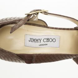 مملوكة مسبقًا Jimmy Choo Brown Snakeskin Elaphe Sandals Size 40.5
