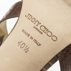 مملوكة مسبقًا Jimmy Choo Brown Snakeskin Elaphe Sandals Size 40.5