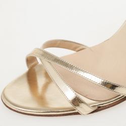Pre Owned Jimmy Choo Gold Indie Crisscross Slingback Sandals Size 39.5