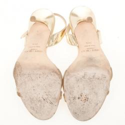 Pre Owned Jimmy Choo Gold Indie Crisscross Slingback Sandals Size 39.5