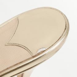 Pre Owned Jimmy Choo Gold Indie Crisscross Slingback Sandals Size 39.5