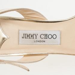 Pre Owned Jimmy Choo Gold Indie Crisscross Slingback Sandals Size 39.5