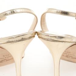 Pre Owned Jimmy Choo Gold Indie Crisscross Slingback Sandals Size 39.5