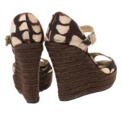 مملوكة مسبقًا Jimmy Choo Brown Mary Jane Espadrilles Sandals Size 38